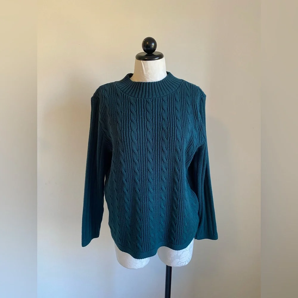 Vintage forest green mock neck sweater - Picture 1 of 8